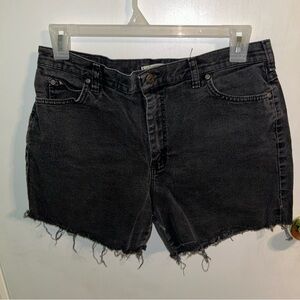Lee Black Jean Shorts Distressed Mid-Thigh